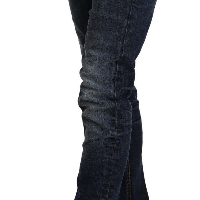 Acht Blue Washed Cotton Low Waist Skinny Denim Jeans