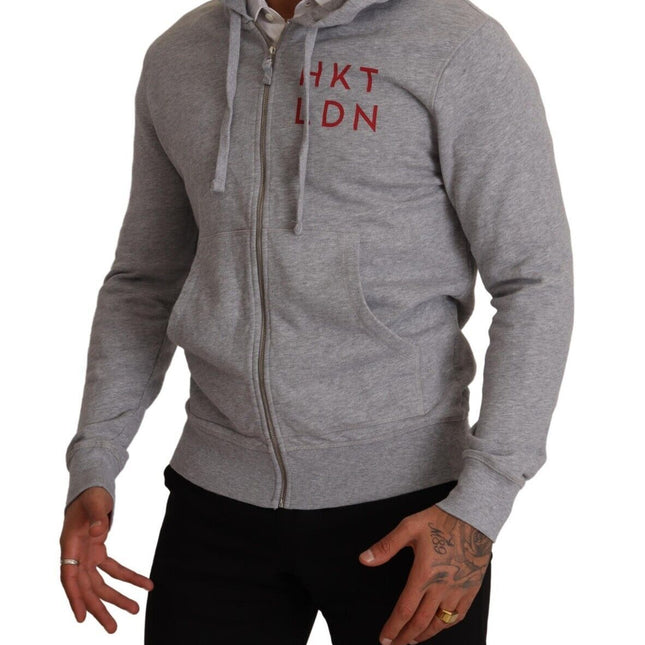 Hackett Gray Full Zip Hooded Cotton Sweatshirt Sweater