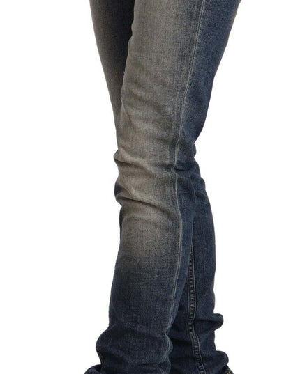 Acht Blue Washed Cotton Mid Waist Skinny Denim Jeans