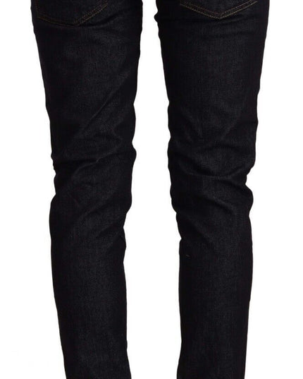 Acht Black Cotton Low Waist Slim Fit Denim Jeans