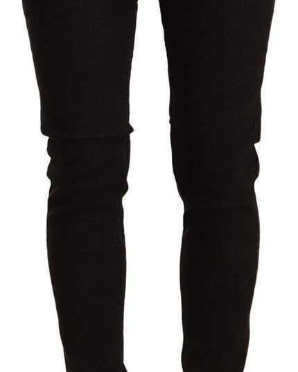 Acht Black Cotton Low Waist Skinny Denim Jeans