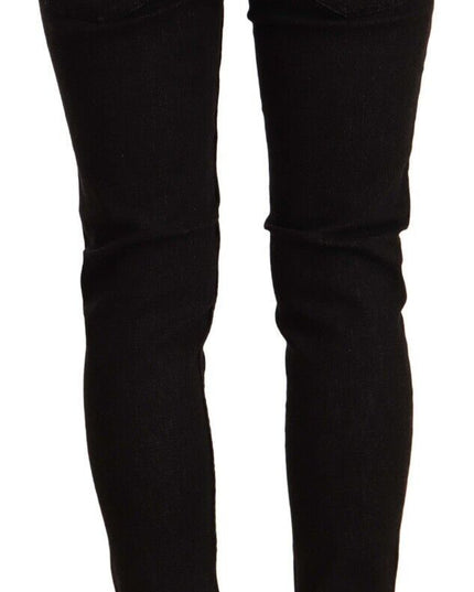 Acht Black Cotton Low Waist Skinny Denim Jeans