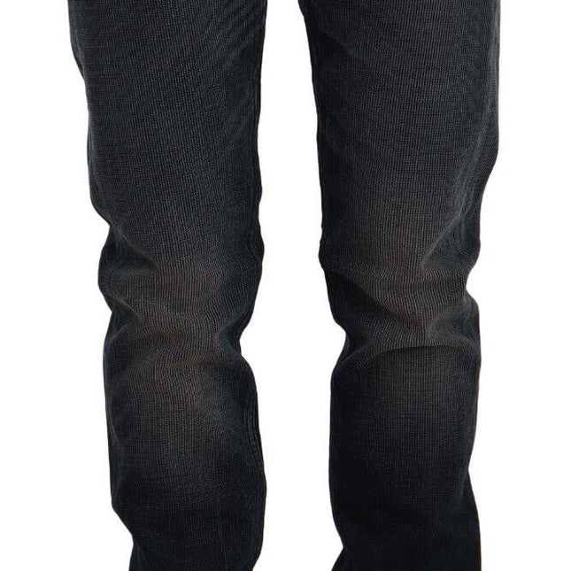 Acht Black Washed Cotton Skinny Denim Low Waist Jeans