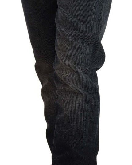 Acht Black Washed Cotton Skinny Denim Low Waist Jeans