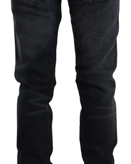 Acht Black Washed Cotton Skinny Denim Low Waist Jeans