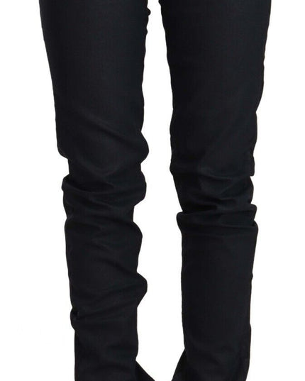 Acht Black Cotton Low Waist Slim Fit Denim Jeans
