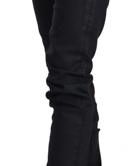 Acht Black Cotton Low Waist Slim Fit Denim Jeans