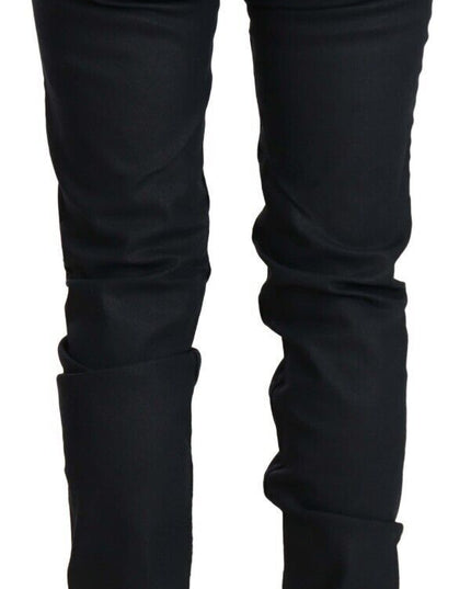 Acht Black Cotton Low Waist Slim Fit Denim Jeans