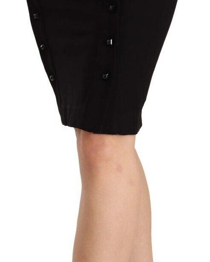 GF Ferre Black High Waist Viscose Knee Length Pencil Cut Skirt