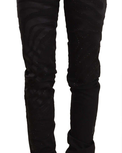 Just Cavalli Black Mid Waist Embellished Skinny Jeans