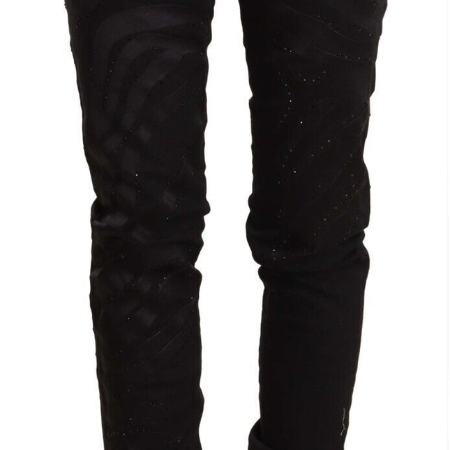 Just Cavalli Black Mid Waist Embellished Skinny Jeans