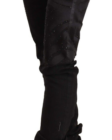 Just Cavalli Black Mid Waist Embellished Skinny Jeans