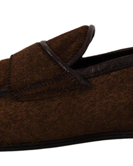 Dolce & Gabbana Shoes Dress Loafers Brown Leather Slip Shoes