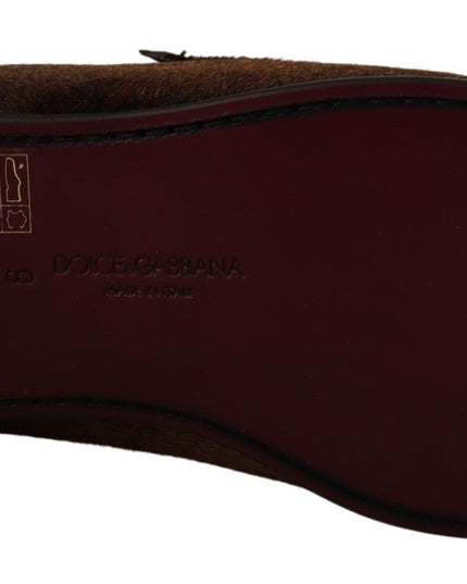 Dolce & Gabbana Shoes Dress Loafers Brown Leather Slip Shoes