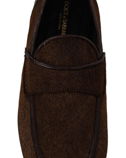 Dolce & Gabbana Shoes Dress Loafers Brown Leather Slip Shoes