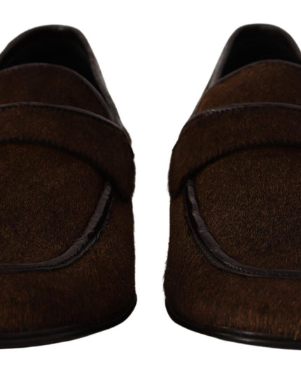 Dolce & Gabbana Shoes Dress Loafers Brown Leather Slip Shoes