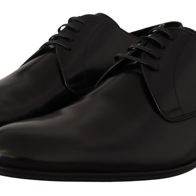 Dolce & Gabbana Black Leather Lace Up Formal Derby Shoes
