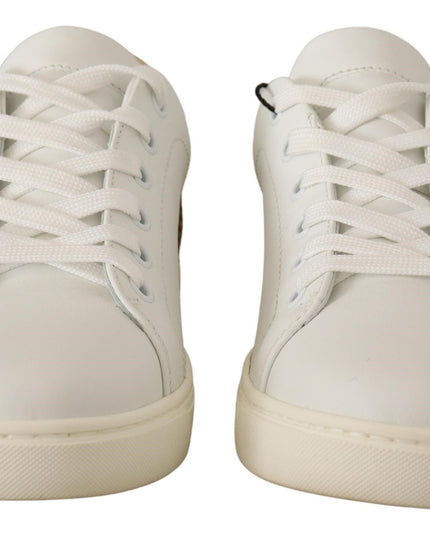 Dolce & Gabbana White Gold Leather Low Top Sneakers