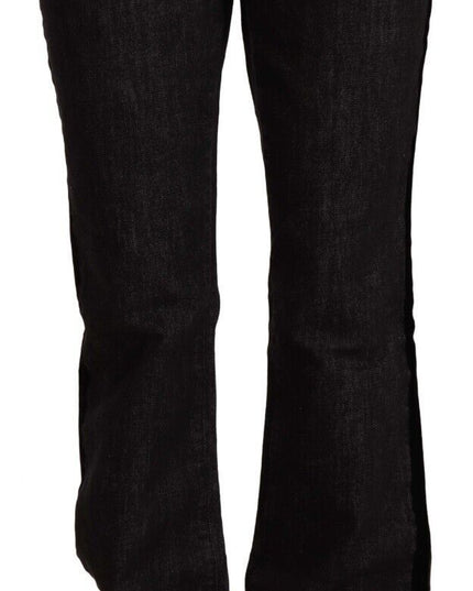 GF Ferre Black Mid Waist Cotton Denim Straight Boot Cut Jeans