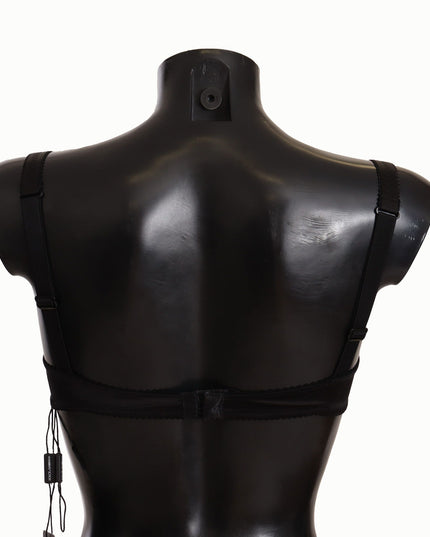 Dolce & Gabbana Black Polka Dot Satin Lace Balconette Bra