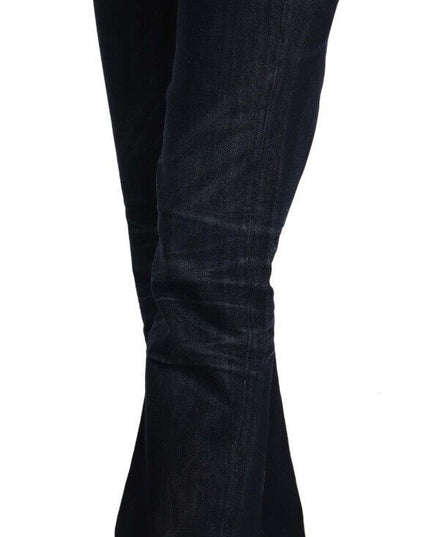 Ermanno Scervino Dark Blue Mid Waist Cotton Denim Straight Jeans