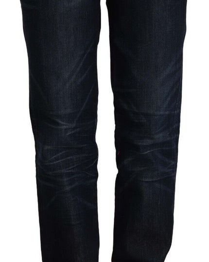 Ermanno Scervino Dark Blue Mid Waist Cotton Denim Straight Jeans