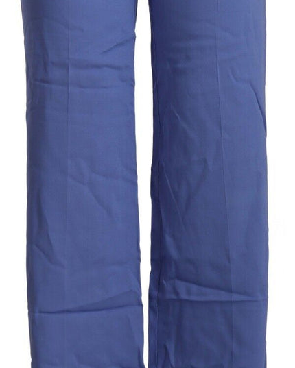 P.A.R.O.S.H. Blue High Waist Viscose Straight Wide Leg Pants