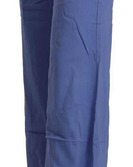 P.A.R.O.S.H. Blue High Waist Viscose Straight Wide Leg Pants