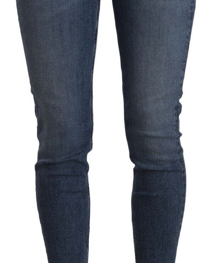 Don The Fuller Blue Mid Waist Cotton Denim Slim Fit Cropped Jeans