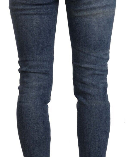 Don The Fuller Blue Mid Waist Cotton Denim Slim Fit Cropped Jeans