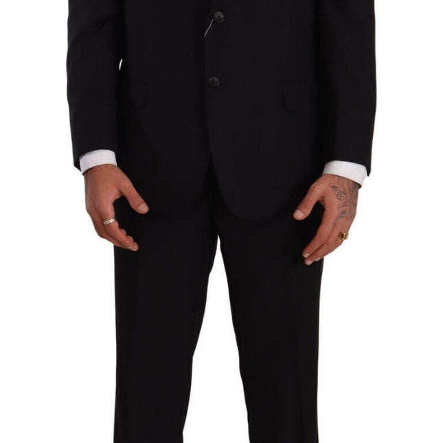 Domenico Tagliente Black Polyester Single Breasted Formal Suit