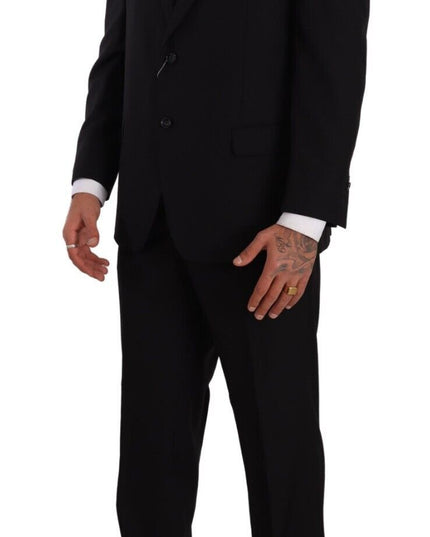 Domenico Tagliente Black Polyester Single Breasted Formal Suit