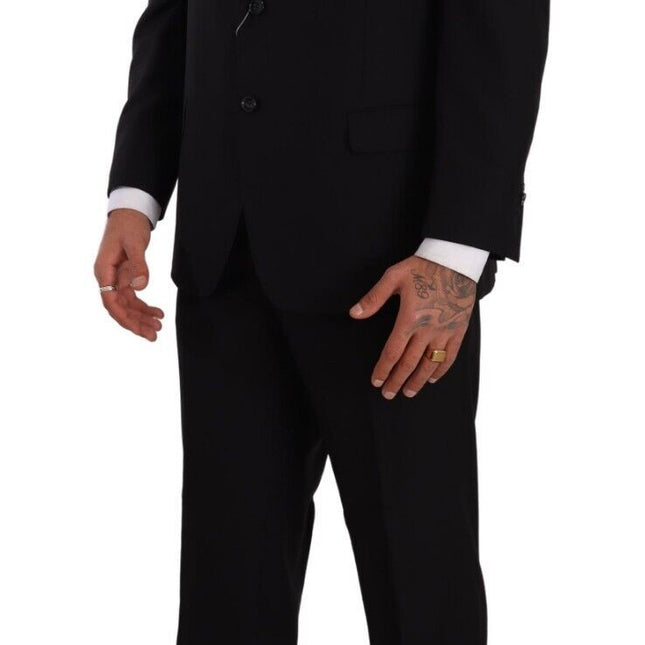 Domenico Tagliente Black Polyester Single Breasted Formal Suit