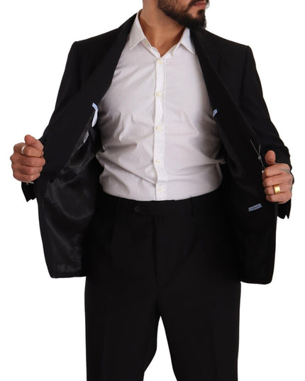 Domenico Tagliente Black Polyester Single Breasted Formal Suit