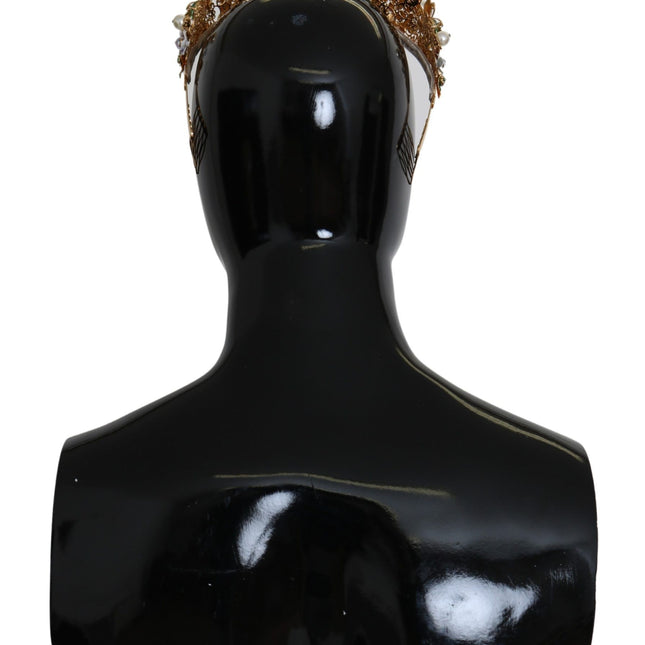 Dolce & Gabbana Gold Crystal Purple Hortensia Headband Crown Diadem