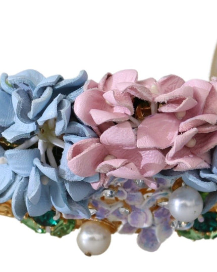 Dolce & Gabbana Gold Crystal Purple Hortensia Headband Crown Diadem