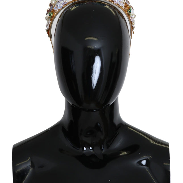 Dolce & Gabbana Gold Crystal Purple Hortensia Headband Crown Diadem