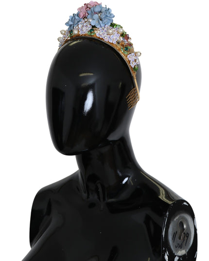 Dolce & Gabbana Gold Crystal Purple Hortensia Headband Crown Diadem