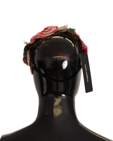 Dolce & Gabbana Multicolor Sequined Lurex Black Hair Headband