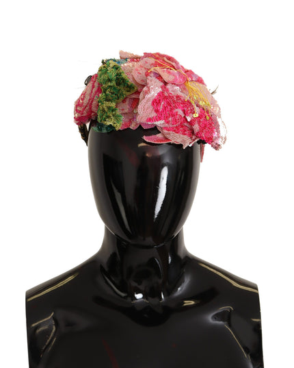 Dolce & Gabbana Multicolor Sequined Lurex Black Hair Headband