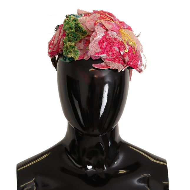 Dolce & Gabbana Multicolor Sequined Lurex Black Hair Headband