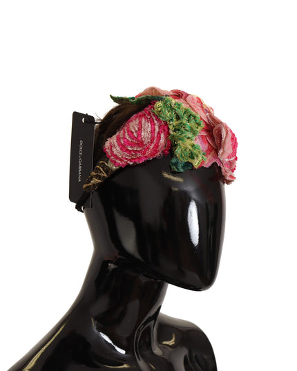 Dolce & Gabbana Multicolor Sequined Lurex Black Hair Headband