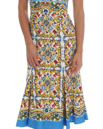 Dolce & Gabbana White Majoilca Sleeveless Sheath A-line Dress