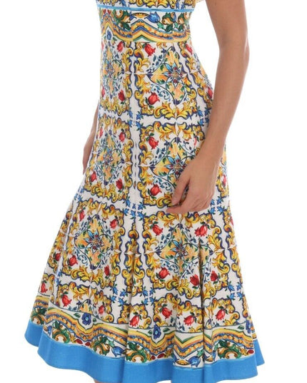 Dolce & Gabbana White Majoilca Sleeveless Sheath A-line Dress