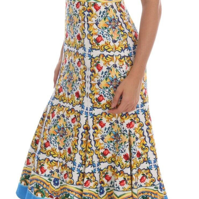 Dolce & Gabbana White Majoilca Sleeveless Sheath A-line Dress