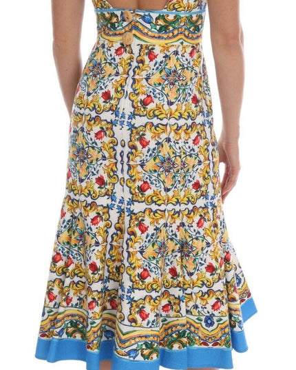 Dolce & Gabbana White Majoilca Sleeveless Sheath A-line Dress