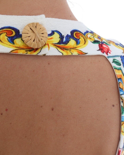 Dolce & Gabbana White Majoilca Sleeveless Sheath A-line Dress