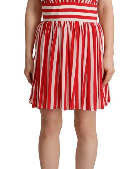 Dolce & Gabbana Red White Stripes Silk Mini A-line Dress