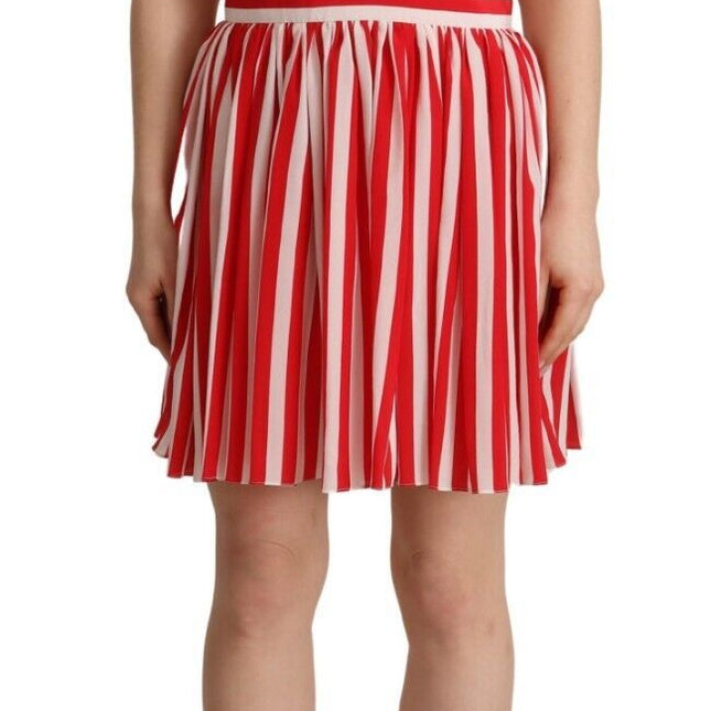 Dolce & Gabbana Red White Stripes Silk Mini A-line Dress