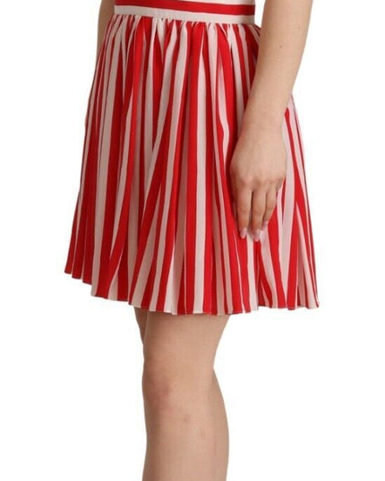 Dolce & Gabbana Red White Stripes Silk Mini A-line Dress